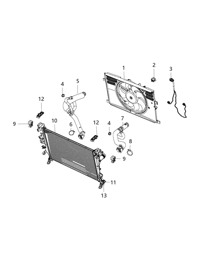 2018 Jeep Renegade Radiator & Related Parts Diagram