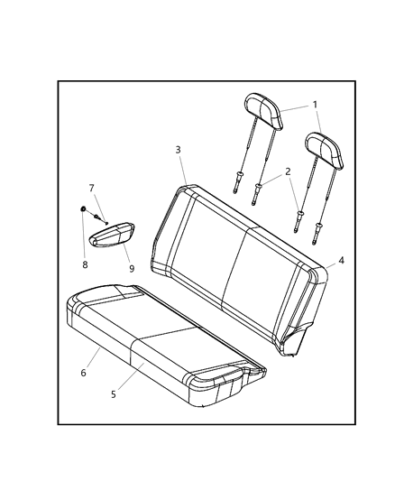 2020 Dodge Grand Caravan Rear Seat, Bench Diagram 2