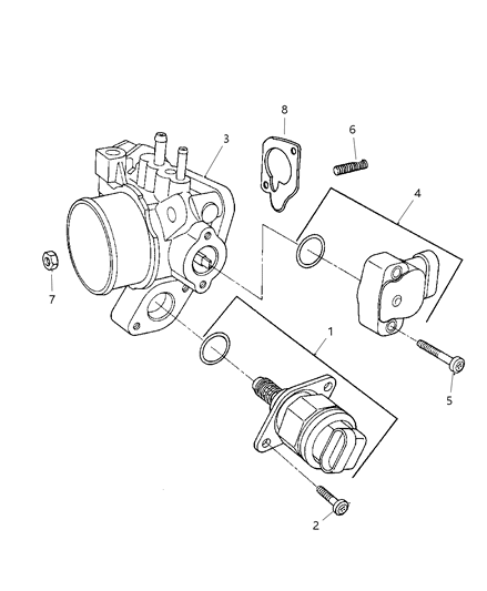 2000 Chrysler Town & Country Throttle Body To Intake Gasket Diagram for 4861064