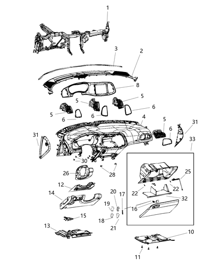 2019 Dodge Challenger Glove Box-Instrument Panel Diagram for 1QF13DX9AN