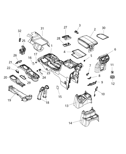 2018 Jeep Wrangler Lens-Cup Holder Diagram for 68306930AB