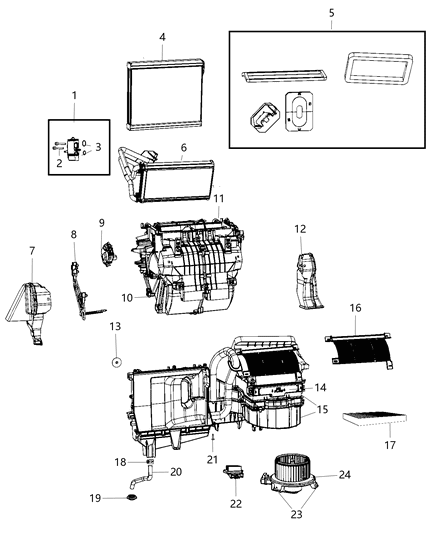 2018 Dodge Journey A/C & Heater Unit Diagram