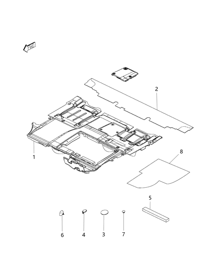 2015 Ram ProMaster City Carpet-Front Floor Diagram for 5YH24JXWAA