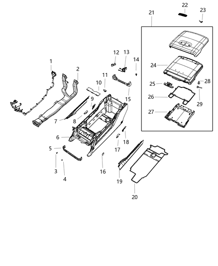 2021 Ram 1500 Armrest-Console Diagram for 7FW531TRAA
