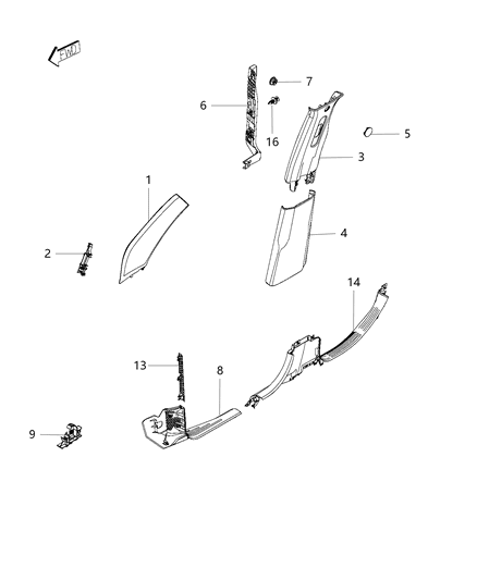 2018 Jeep Renegade Interior Moldings And Pillars Diagram