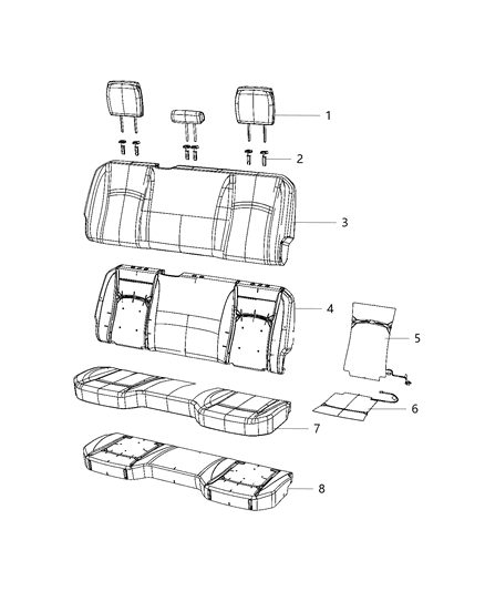 2019 Ram 3500 Rear Seat, Bench Diagram