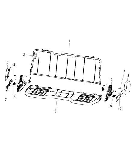 2017 Ram 3500 Crew Cab - Rear Seat Hardware - Bench Diagram