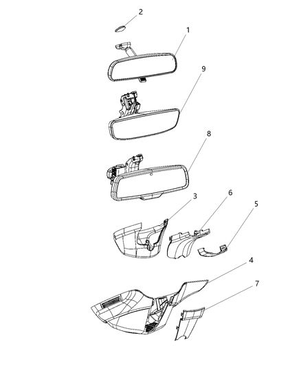 2020 Ram 3500 Mirror - Inside Rearview Diagram