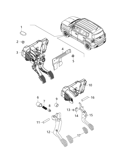 2017 Jeep Renegade Pedal, Brake Manual Transmission Diagram
