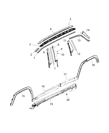 2021 Jeep Compass Roof Joint Diagram for 5UP40RXFAC