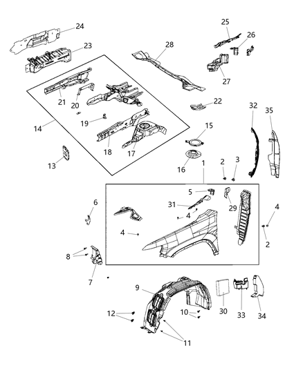 2019 Jeep Cherokee Beam-Upper Load Path Diagram for 68288022AB