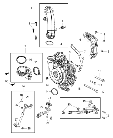 2021 Jeep Gladiator Turbocharger And Oil Hoses/Tubes Diagram