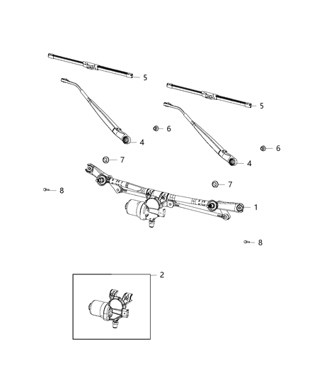 2021 Jeep Wrangler Wiper System, Front Diagram 1