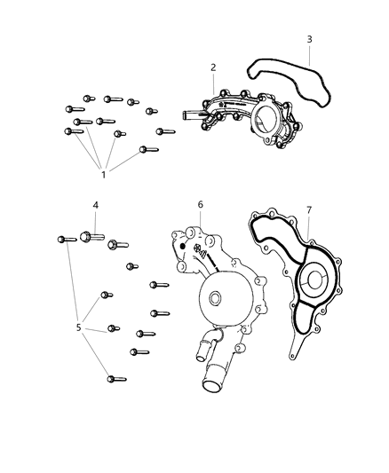 2020 Ram ProMaster 2500 Water Pump & Related Parts Diagram