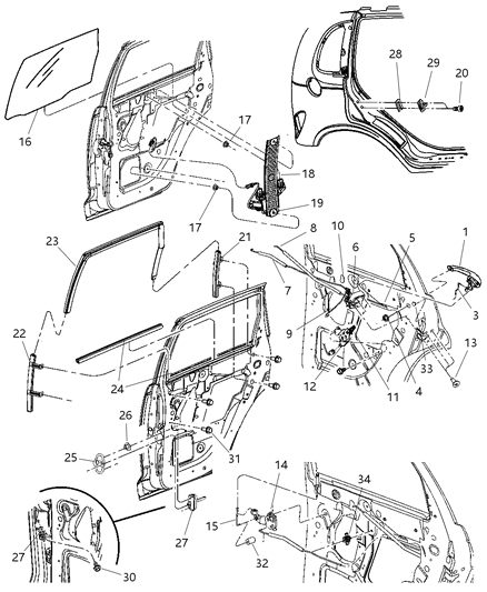 2006 Chrysler PT Cruiser Link-Outside Handle To Latch Diagram for 4724646AB