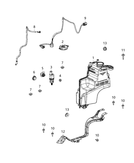 2021 Jeep Gladiator Reservoir, Windshield Washer Diagram 1