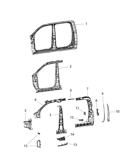 2021 Ram 1500 REINFMNT-Roof Rail Diagram for 68293729AA