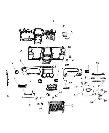 2018 Jeep Wrangler Handle-Instrument Panel Diagram for 6EW09MX7AA