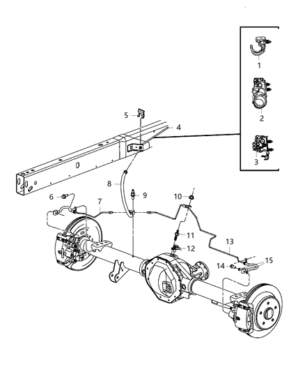 2020 Ram 3500 Brake Tubes & Hoses, Rear Diagram 1