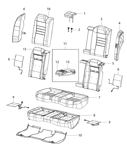 2015 Dodge Charger Rear Seat - Split Seat Diagram 6