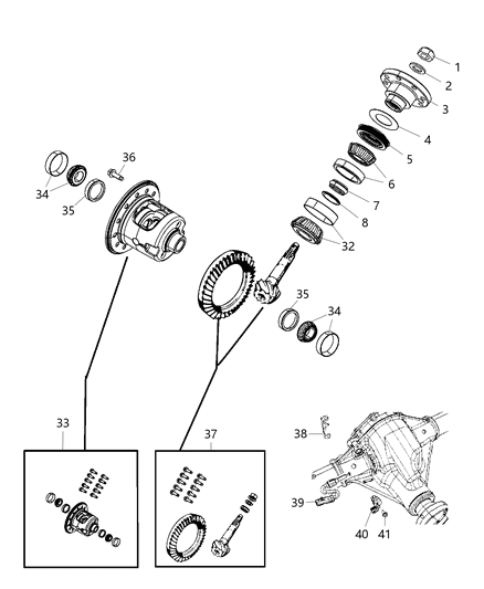 2018 Jeep Wrangler Differential Assembly, Rear Diagram 3