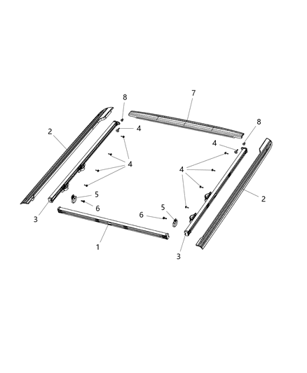 2021 Jeep Gladiator Pickup Box, Rail Caps Diagram