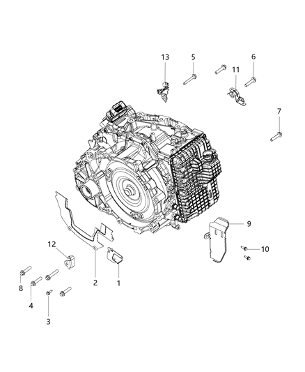 2018 Jeep Renegade Transmission Dust Shields And Mounting Bolts Diagram