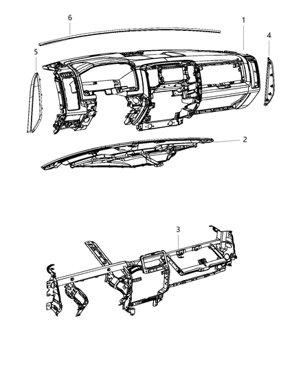 2019 Ram 3500 Instrument Panel & Structure Diagram