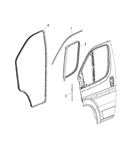 2020 Ram ProMaster 3500 Weatherstrips - Front Door Diagram