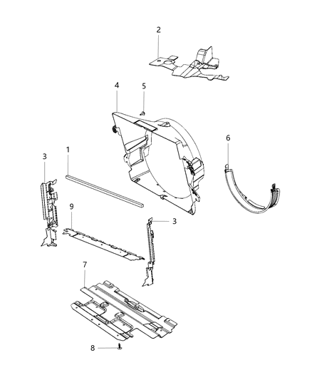 2020 Ram 3500 Radiator Seals, Shields, & Baffles Diagram 1