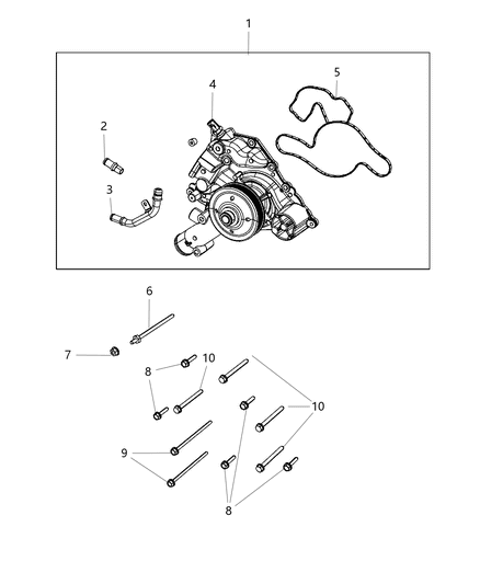 2019 Ram 3500 Water Pump & Related Parts Diagram