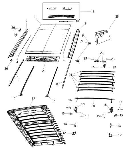 2018 Jeep Wrangler Seal-Roof Rail Diagram for 68371761AA