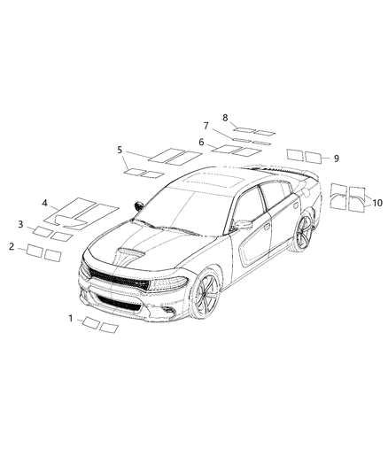 2019 Dodge Charger Decal-Roof Diagram for 6EG52KBBAA