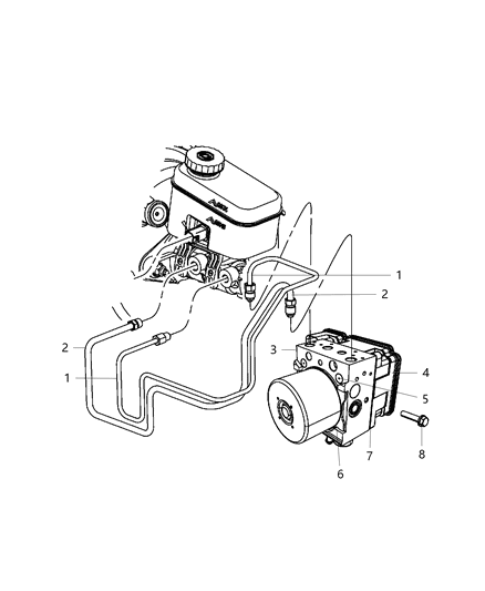 2011 Jeep Wrangler Hydraulic Control Unit & Brake Tubes, To Master Cylinder Diagram