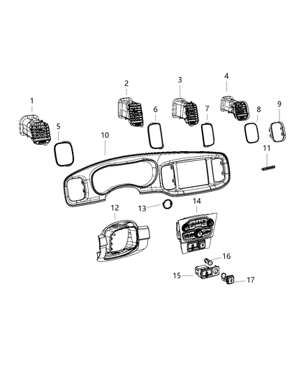 2020 Dodge Charger Center Stack Controls Diagram for 68293621AD