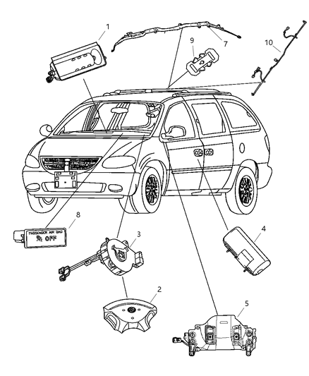 2005 Chrysler Town & Country Side Curtain Air Bag Diagram for 4680532AB