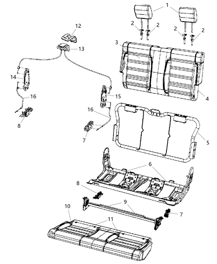 2018 Jeep Wrangler Rear Seat Cushion Cover Diagram for 5MF34DX9AB