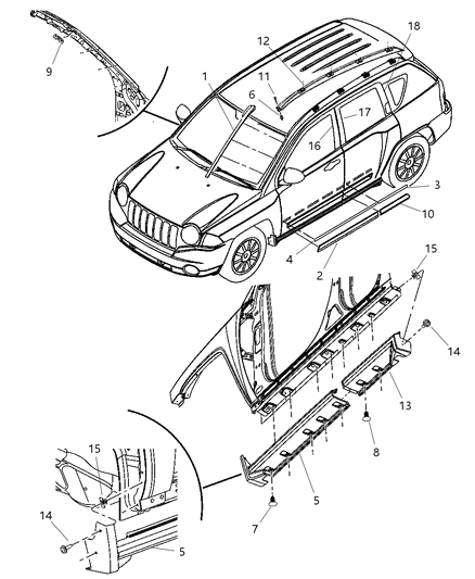2010 Jeep Compass Molding-Front Door Diagram for YW92GFGAA