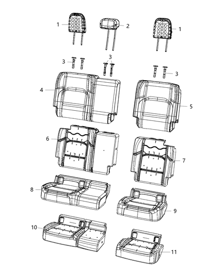 2021 Jeep Gladiator Rear Seat, Split Seat Diagram 8