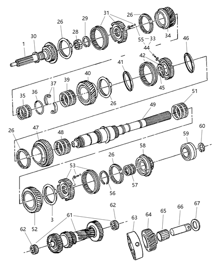 2003 Jeep Wrangler Ring-Output Shaft Bearing Diagram for 5013377AA