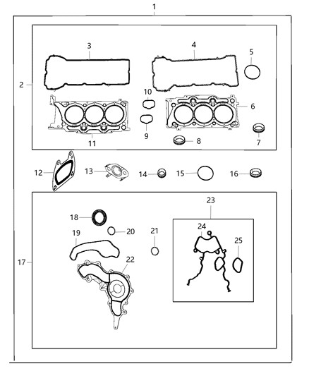 2021 Jeep Gladiator Engine Gasket/Install Kits Diagram