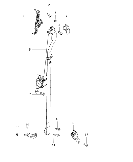 2020 Dodge Grand Caravan Seat Belts, Second Row Diagram 2