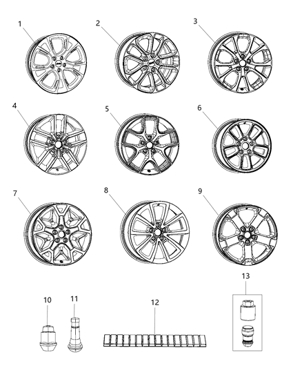 2019 Jeep Grand Cherokee Aluminum Wheel Diagram for 5XL06DX8AA