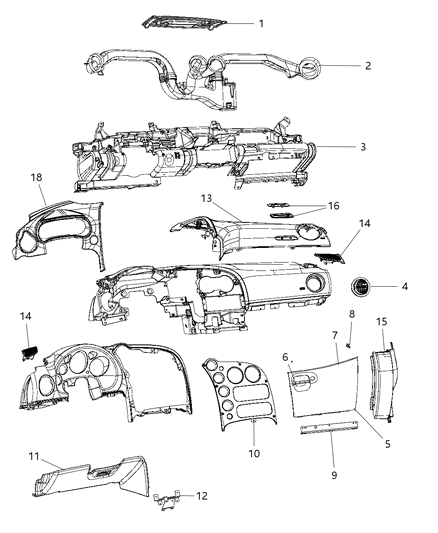 2016 Dodge Viper Cover-Steering Column Opening Diagram for 5XP07AAAAB