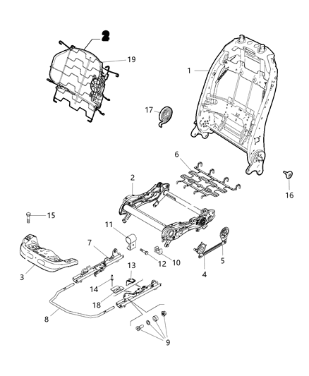 2020 Jeep Renegade Front Seat Back Diagram for 68471674AA