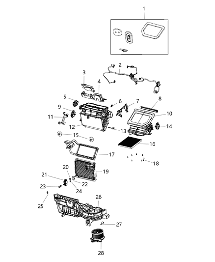 2021 Jeep Gladiator A/C & Heater Unit Diagram 1