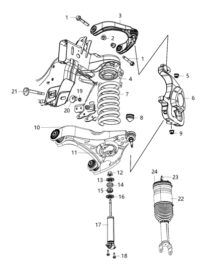 2017 Ram 1500 Front Lower Control Arm Diagram for 68298347AB