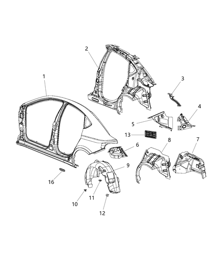 2016 Dodge Dart Reinforce-Body Side Aperture Rear Diagram for 68158888AC