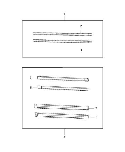 2018 Ram 1500 Molding Kit, Body Side Diagram