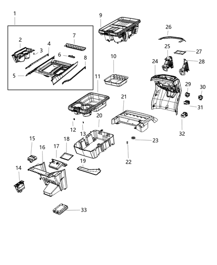 2021 Ram 1500 Base-Console Diagram for 6UE902L1AA